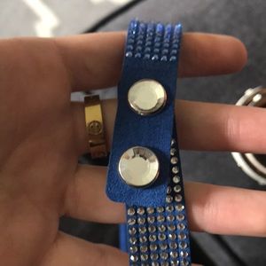 Swarovski blue jeweled wrap around bracelet